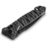 TB Outdoor C.A.C. Utility Axis Lock Knife Black - Nitrox Steel Blade With Serrated Edge And Glass Breaker Corkscrew by TB Outdoor