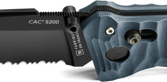 TB Outdoor C.A.C. S200 Axis Lock Slate - 3.38 Inch Nitrox Steel Blade Slate G10 Handle by TB Outdoor