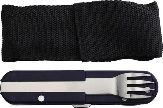 TB Outdoor Bivouac Multi Tool - Marine Blue Polymer Handle With Corkscrew Large Blade Small Blade Spoon And Fork by TB Outdoor