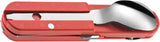 TB Outdoor French Army Camp Knife Red - 5.5 Inch Closed Multi Tool With Corkscrew Blades Spoon And Fork Linerlock by TB Outdoor