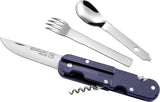 TB Outdoor French Army Camp Knife Blue - 5.5 Inch Closed Multi Tool With Corkscrew Blades Spoon And Fork by TB Outdoor