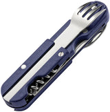 TB Outdoor French Army Camp Knife Blue - 5.5 Inch Closed Multi Tool With Corkscrew Blades Spoon And Fork by TB Outdoor