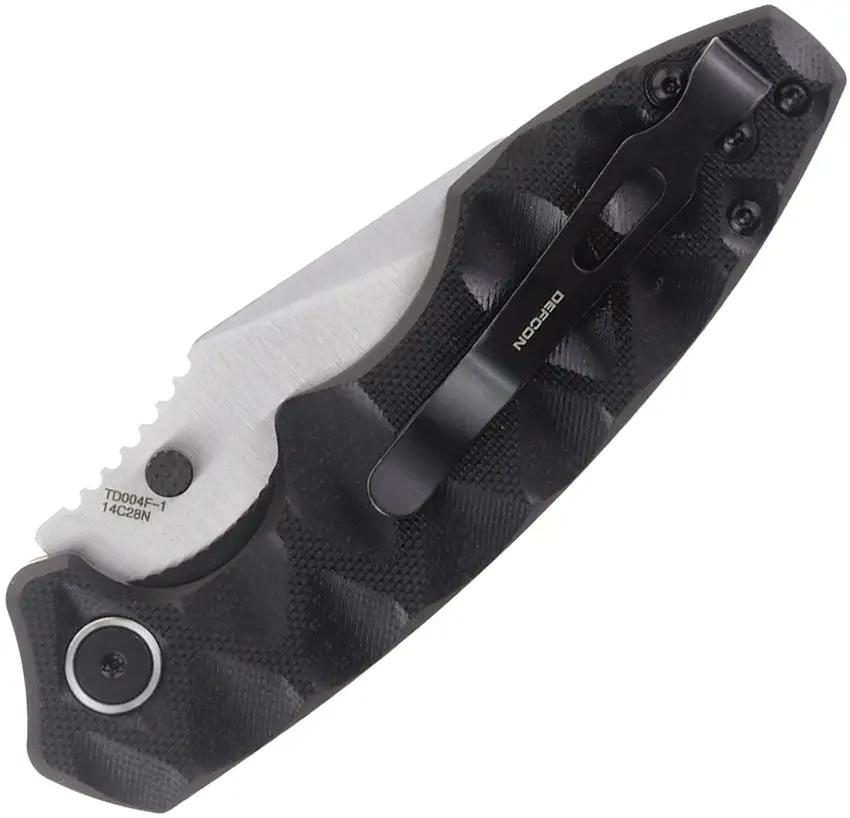Defcon Linerlock Black TD004F-1 - Satin 14C28N Sandvik Stainless Blade With Black G10 Handle by Defcon