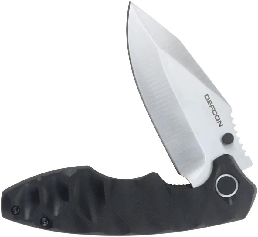 Defcon Linerlock Black TD004F-1 - Satin 14C28N Sandvik Stainless Blade With Black G10 Handle by Defcon