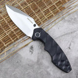 Defcon Linerlock Black TD004F-1 - Satin 14C28N Sandvik Stainless Blade With Black G10 Handle by Defcon