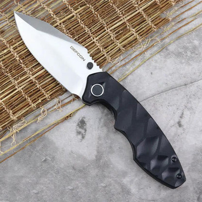 Defcon Linerlock Black TD004F-1 - Satin 14C28N Sandvik Stainless Blade With Black G10 Handle by Defcon