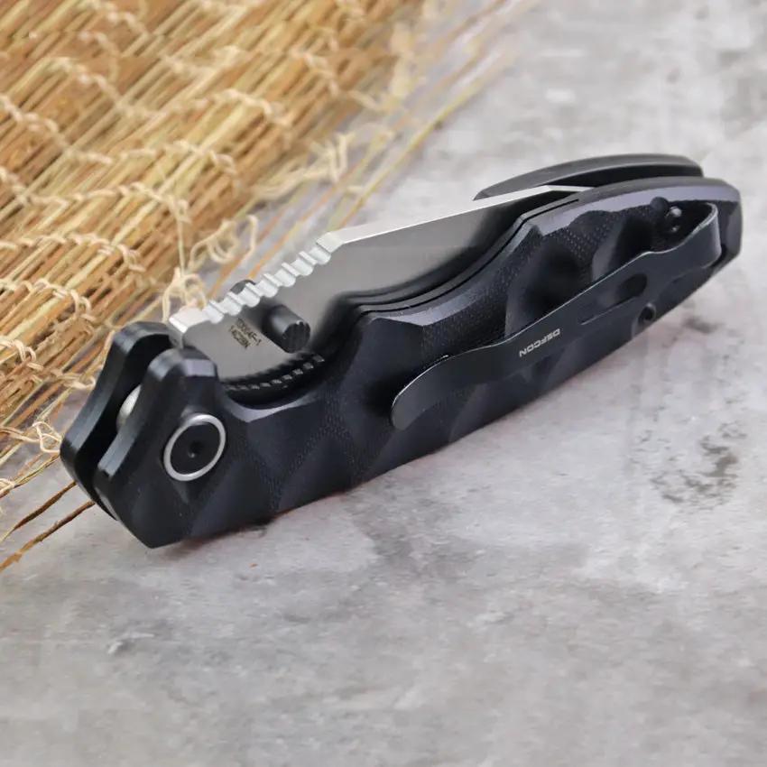 Defcon Linerlock Black TD004F-1 - Satin 14C28N Sandvik Stainless Blade With Black G10 Handle by Defcon