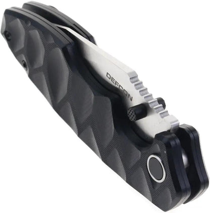 Defcon Linerlock Black TD004F-1 - Satin 14C28N Sandvik Stainless Blade With Black G10 Handle by Defcon
