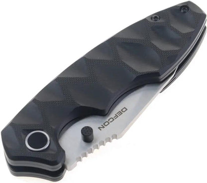 Defcon Linerlock Black TD004F-1 - Satin 14C28N Sandvik Stainless Blade With Black G10 Handle by Defcon