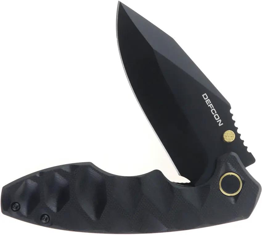 Defcon Linerlock Knife Black Gold TD004F-2 - 3.25-Inch Black Coated 14C28N Sandvik Stainless Blade With Gold Accents by Defcon