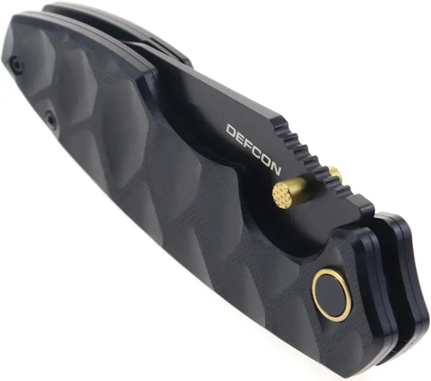 Defcon Linerlock Knife Black Gold TD004F-2 - 3.25-Inch Black Coated 14C28N Sandvik Stainless Blade With Gold Accents by Defcon