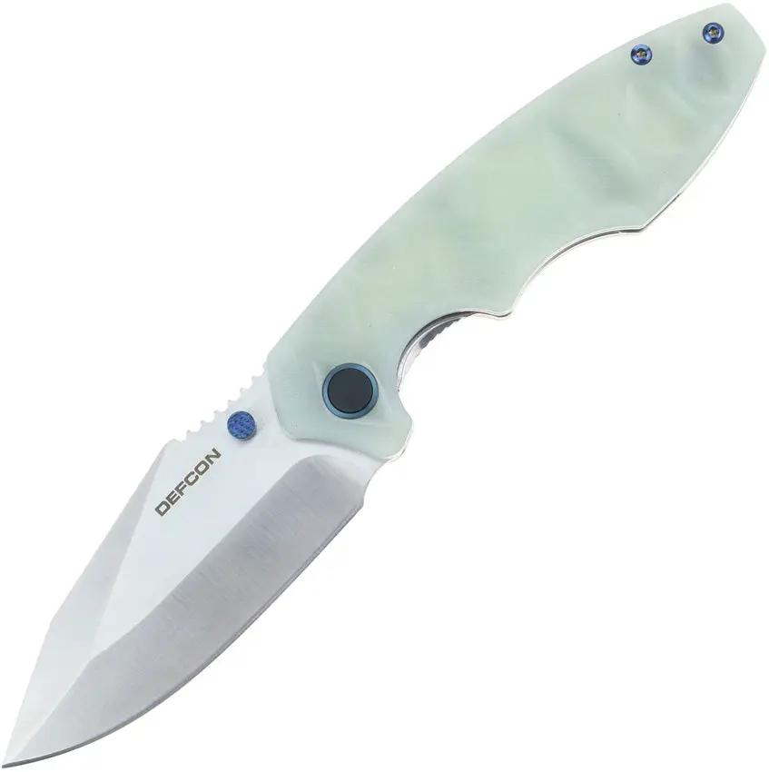 Defcon Linerlock Jade TD004F-3 - Jade G10 Handle with Satin 14C28N Sandvik Blade and Pocket Clip by Defcon