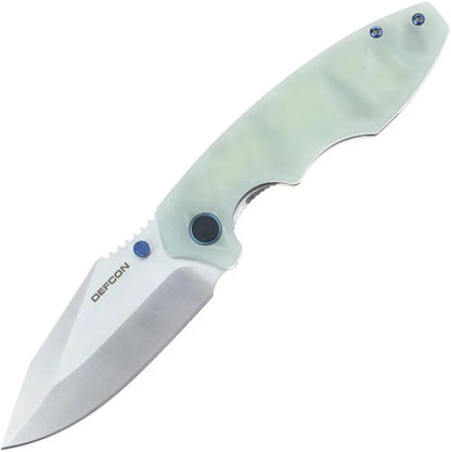 Defcon Linerlock Jade TD004F-3 - Jade G10 Handle with Satin 14C28N Sandvik Blade and Pocket Clip by Defcon