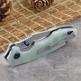Defcon Linerlock Jade TD004F-3 - Jade G10 Handle with Satin 14C28N Sandvik Blade and Pocket Clip by Defcon