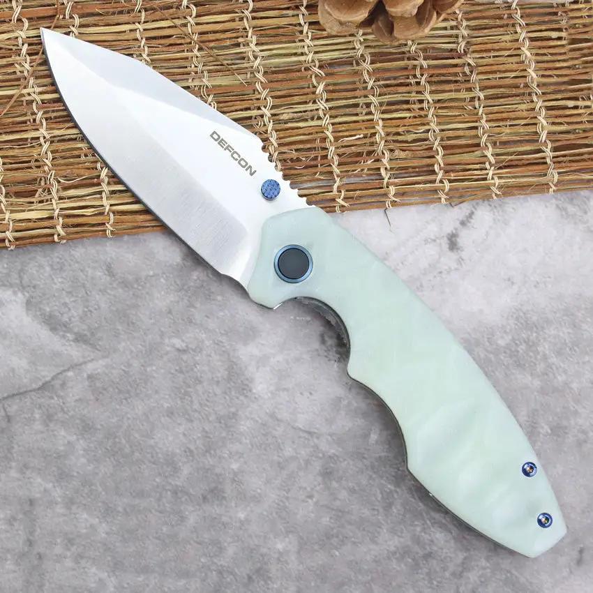 Defcon Linerlock Jade TD004F-3 - Jade G10 Handle with Satin 14C28N Sandvik Blade and Pocket Clip by Defcon