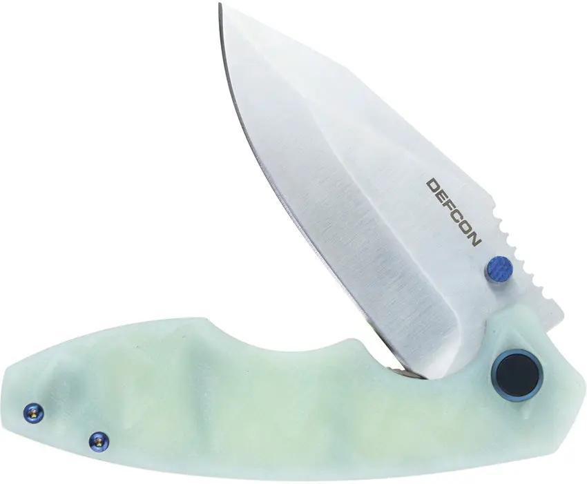 Defcon Linerlock Jade TD004F-3 - Jade G10 Handle with Satin 14C28N Sandvik Blade and Pocket Clip by Defcon