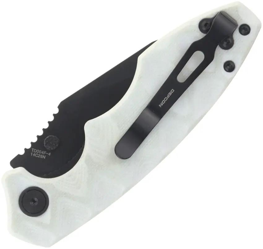 Defcon Linerlock Jade TD004F-4 - Jade G10 Handle, Black 14C28N Sandvik Blade, Thumb Stud, Pocket Clip by Defcon