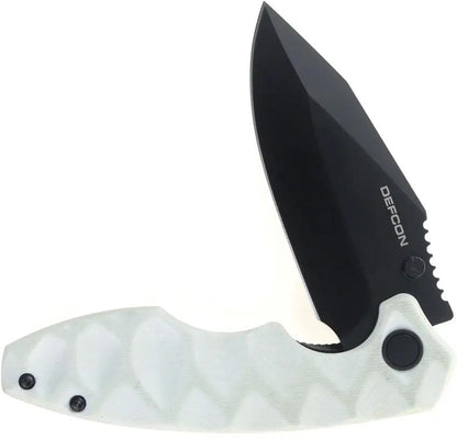 Defcon Linerlock Jade TD004F-4 - Jade G10 Handle, Black 14C28N Sandvik Blade, Thumb Stud, Pocket Clip by Defcon