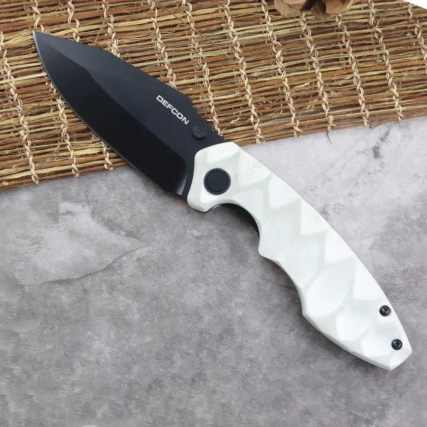 Defcon Linerlock Jade TD004F-4 - Jade G10 Handle, Black 14C28N Sandvik Blade, Thumb Stud, Pocket Clip by Defcon