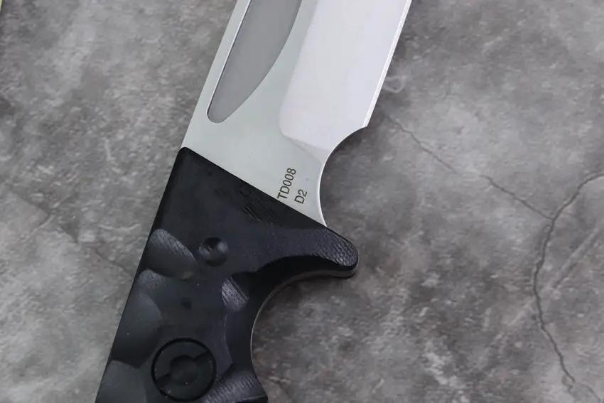 Defcon Tactical Fixed Blade TD008 - Satin D2 Steel 6.25in Blade, Full Tang, Black G10 Handle, Kydex Belt Sheath by Defcon