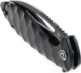Defcon Tactical Linerlock Folding Knife - Black Coated 14C28N Sandvik Blade G10 Handle Extended Tang by Defcon