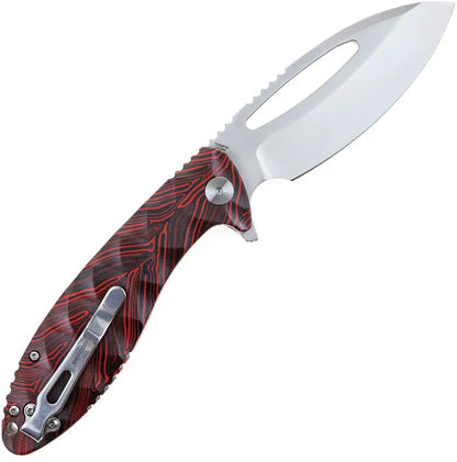 Defcon Tactical Linerlock Red TD009FRD - Satin Finish 14C28N Sandvik Blade With Extended Tang G10 Handle by Defcon