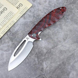 Defcon Tactical Linerlock Red TD009FRD - Satin Finish 14C28N Sandvik Blade With Extended Tang G10 Handle by Defcon