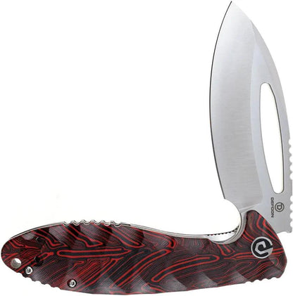 Defcon Tactical Linerlock Red TD009FRD - Satin Finish 14C28N Sandvik Blade With Extended Tang G10 Handle by Defcon