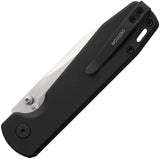 Defcon Tier 1 Button Lock Black Knife TD014BK Satin 14C28N Sandvik Blade Aluminum Handle by Defcon