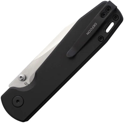 Defcon Tier 1 Button Lock Black Knife TD014BK Satin 14C28N Sandvik Blade Aluminum Handle by Defcon