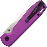 Defcon Tier 1 Button Lock Knife - Purple Aluminum Handle And Satin 14C28N Sandvik Blade by Defcon