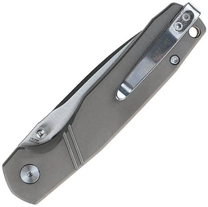 Defcon Delta Button Lock Gray TD017GY - 3 Inch Satin 14C28N Recurve Blade And Aluminum Handle by Defcon