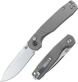 Defcon Delta Button Lock Gray TD017GY - 3 Inch Satin 14C28N Recurve Blade And Aluminum Handle by Defcon
