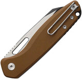 Defcon Warhawk Button Lock Tan G10 Knife - 3 Inch 14C28N Sandvik Stainless Sheepsfoot Blade, 4.25 Inch Closed by Defcon