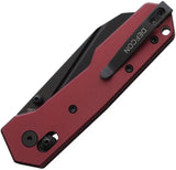 Defcon Axis Lock Dark Red TD021PP - 14C28N Stainless Reverse Tanto Blade, Anodized Aluminum Handle, Thumb Stud by Defcon