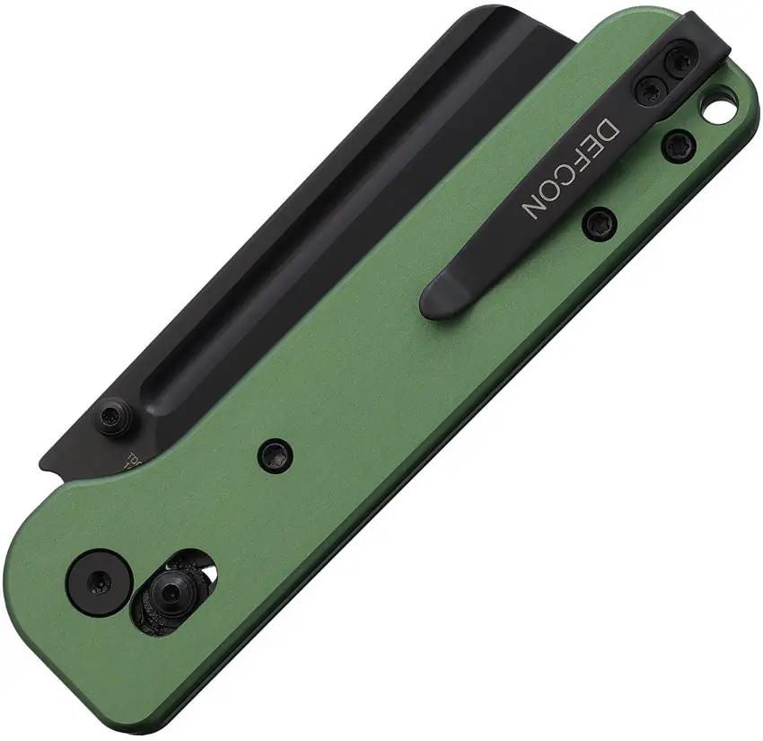Defcon Pivot Lock Green TD022GN - 3 Inch 14C28N Stainless Cleaver Blade, Green Aluminum Handle, Pocket Clip by Defcon