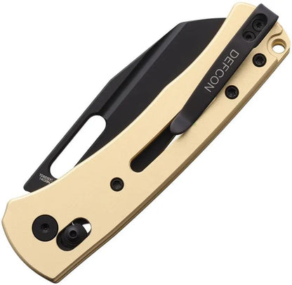 Defcon Axis Lock Tan TD023DC - 3.25 Inch 14C28N Sandvik Stainless Reverse Tanto Blade Aluminum Handle by Defcon