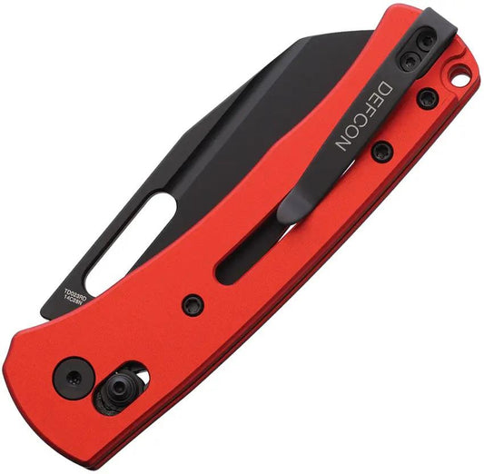 Defcon Axis Lock Red TD023RD Folding Knife 14C28N Sandvik Stainless Reverse Tanto Blade - Red Anodized Aluminum Handle by Defcon