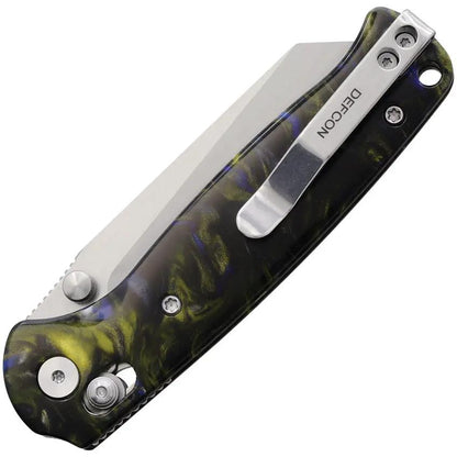 Defcon Artifact Axis Lock Blue Gold TD024BKBL - Satin 14C28N Sandvik Blade With Blue Gold Resin Handle by Defcon