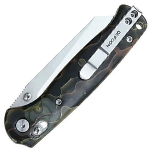 Defcon Artifact Axis Lock Knife, 4-Inch Closed CNC Machined - Black Copper Marble Resin Handle by Defcon