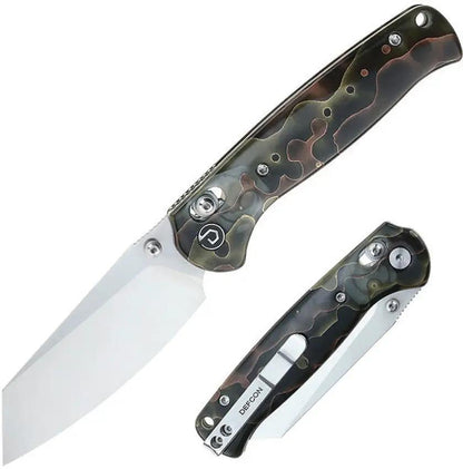 Defcon Artifact Axis Lock Knife, 4-Inch Closed CNC Machined - Black Copper Marble Resin Handle by Defcon
