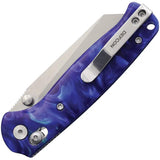 Defcon Artifact Axis Lock Knife - Blue Resin Handle With Satin 14C28N Sandvik Blade, 4 Inch Closed by Defcon