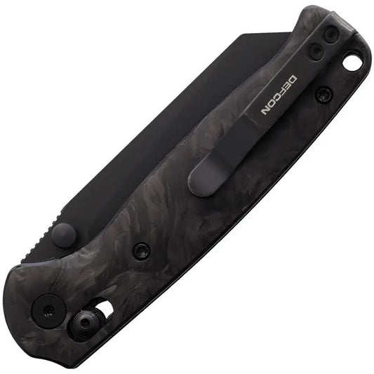 Defcon Artifact Axis Lock Knife - 4 Inch Closed 3.25 Inch 14C28N Steel Blade Shredded Carbon Fiber Handle by Defcon