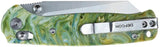 Defcon Artifact Axis Lock Knife - Green Gold Marble Epoxy Handle With 3.25 Inch 14C28N Sandvik Blade by Defcon