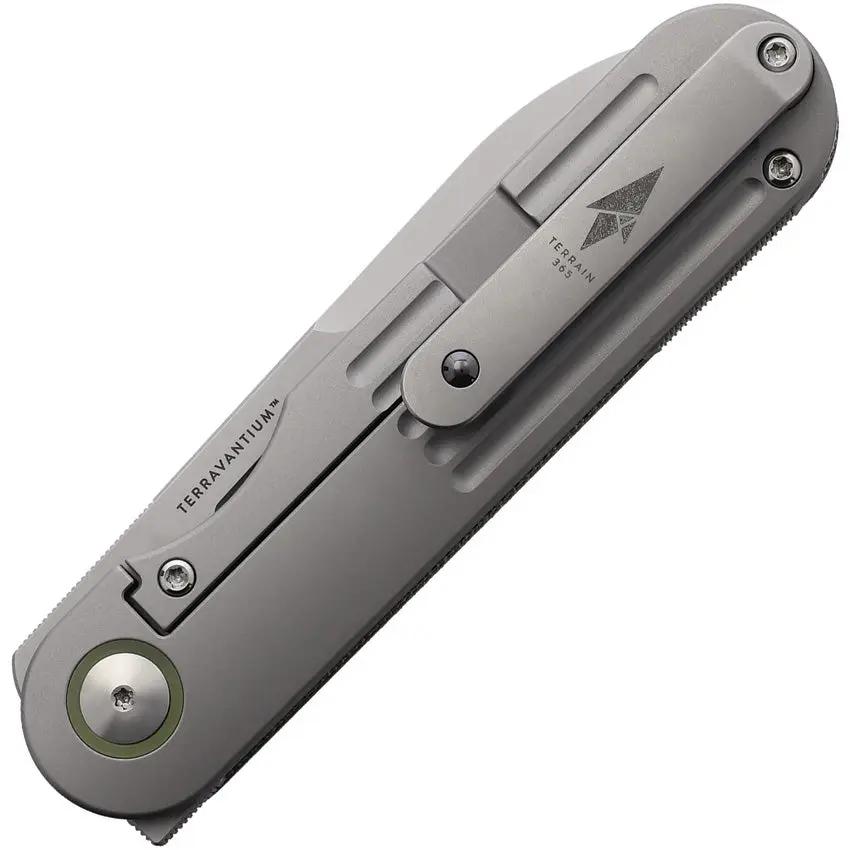 Terrain 365 Narwhal Framelock OD Micarta 101404 - Terravantium Dendritic Cobalt Blade With Green Canvas Micarta Handle by Terrain 365