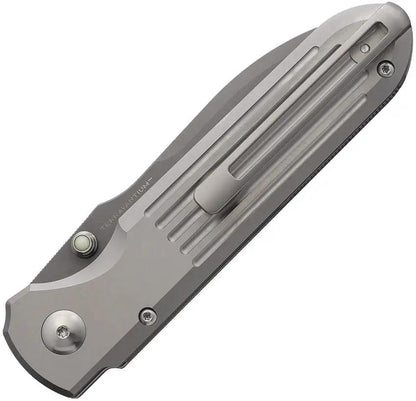 Terrain 365 Invictus Button Lock - Terravantium Dendritic Cobalt Blade, Gray Titanium Handle by Terrain 365