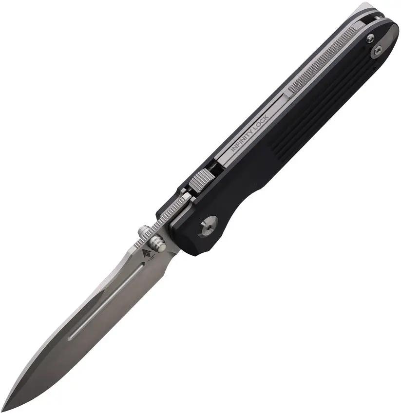 Terrain 365 Invictus Top Linerlock - Terravantium Dendritic Cobalt Blade 3.38 Inch With Black G10 Handle And Pocket Clip by Terrain 365
