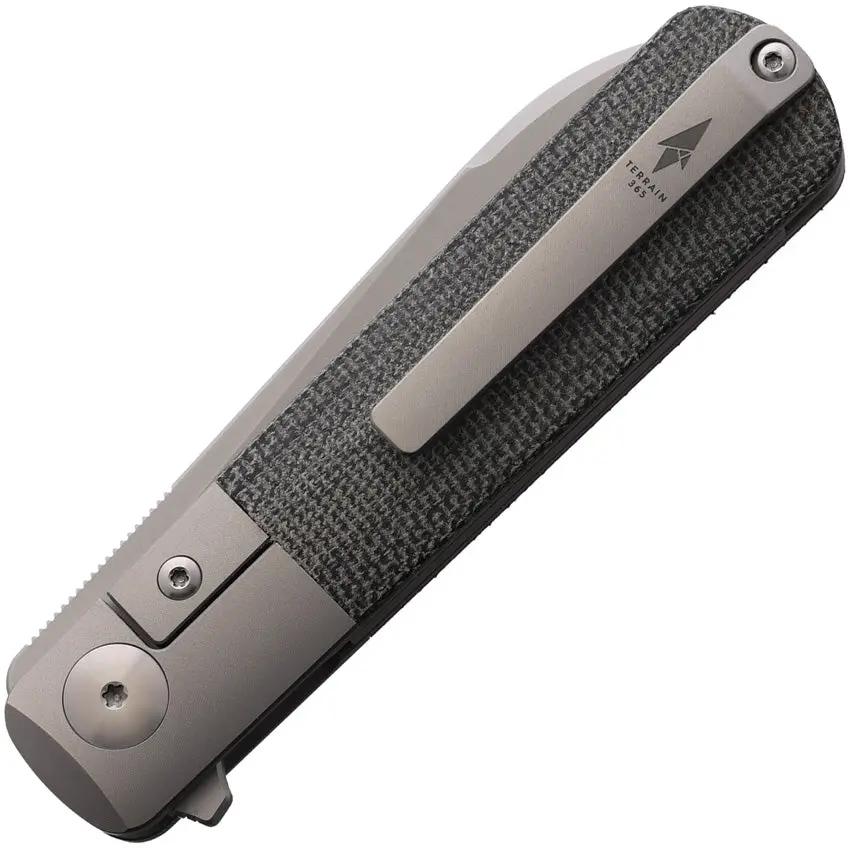 Terrain 365 Otter Flip ATB Framelock Blk 10713 - Terravantium Dendritic Cobalt Blade, Gray Titanium Handle by Terrain 365