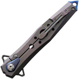 Defcon JK Series Stilleto Framelock TF4392-1 - Damascus Blade Blue Titanium Handle Glass Breaker by Defcon