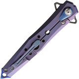Defcon JK Series Stiletto Framelock TF4392-2 - Damascus Blade With Purple Titanium Handle And Extended Tang by Defcon